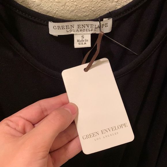 NWT Green Envelope Mini Black Dress - Picture 2 of 4